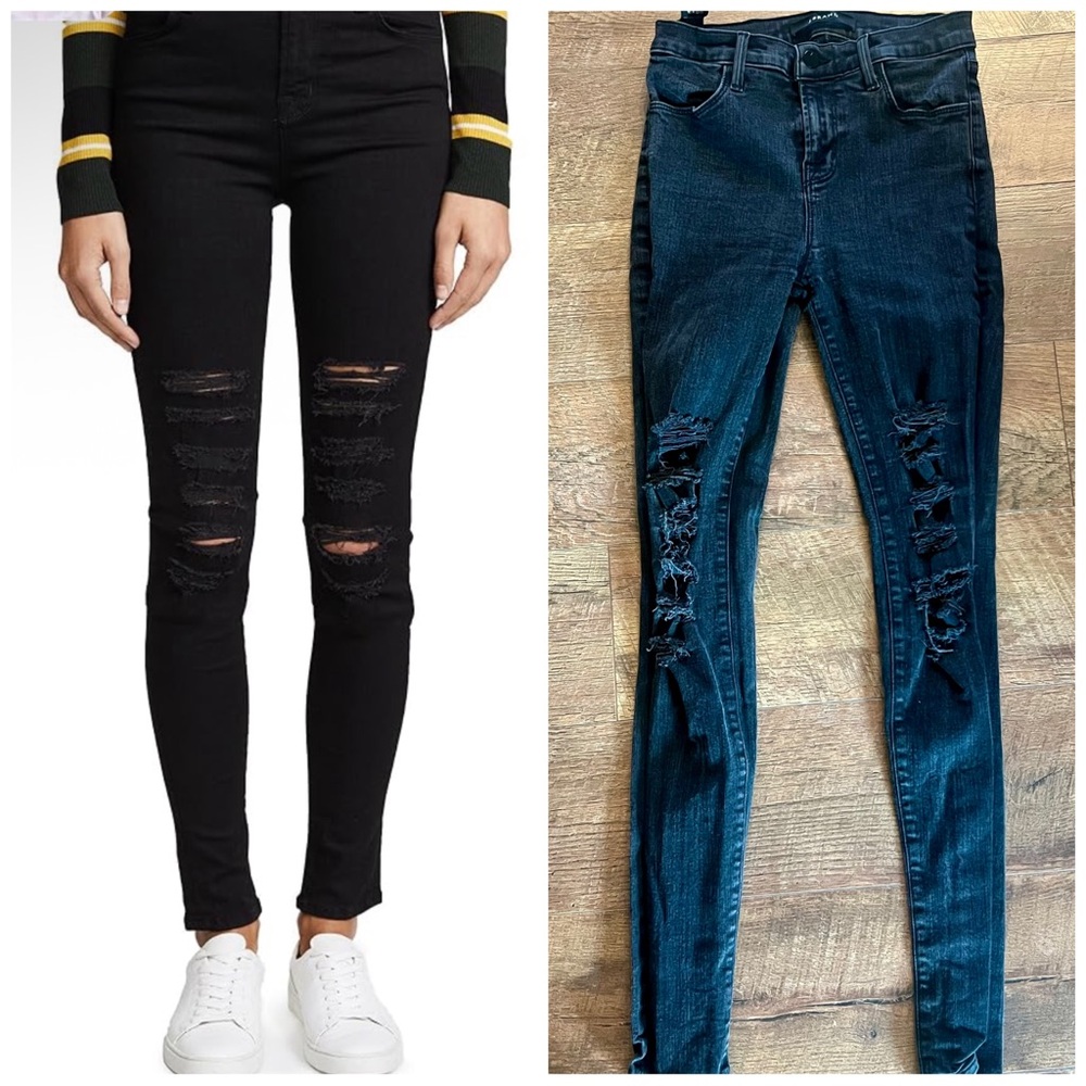 J Brand Maria Distressed Black Heart Skinny Jeans Size 26.